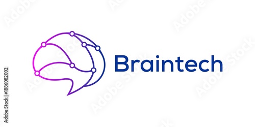 Fotografie brain technology logo vector icon