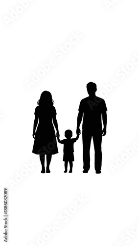 Silhouette of a family walking together.