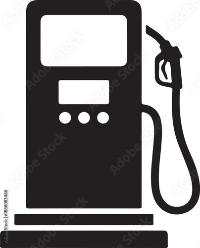 Gas Pump Silhouette on White Background