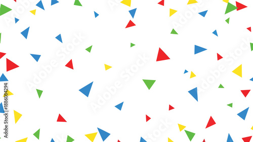 Colorful Triangles Confetti on White Background.