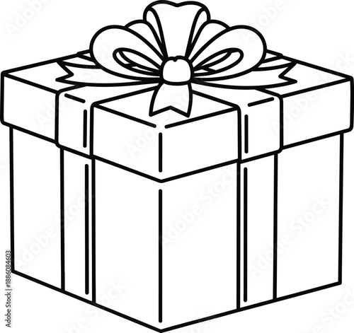 Gift Box with Bow Illustration.