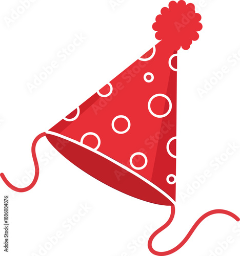 Red Party Hat with White Polka Dots.