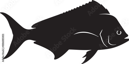 Mahi Mahi Silhouette on White Background