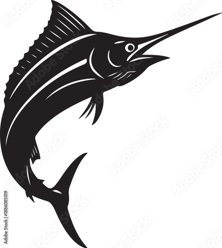 Marlin Silhouette on White Background