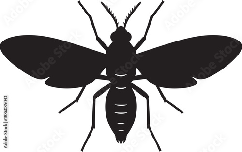 Midges Silhouette on White Background