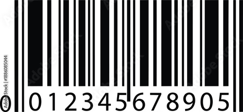 Barcode with Numbers and Black Bars.