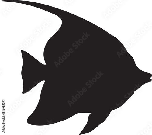 Moorish Idol Silhouette on White Background