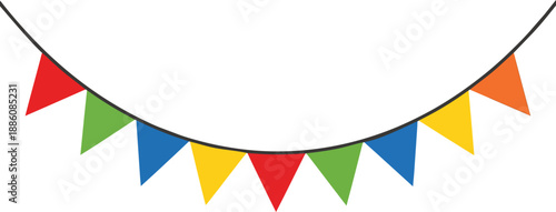 Colorful Triangular Flags on White Background.