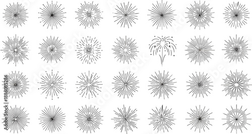 Collection of Various Black and White Virus Illustrations.