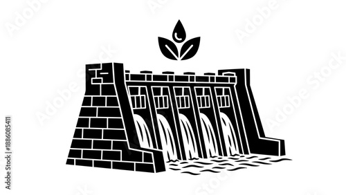 Dam structure with water gates.