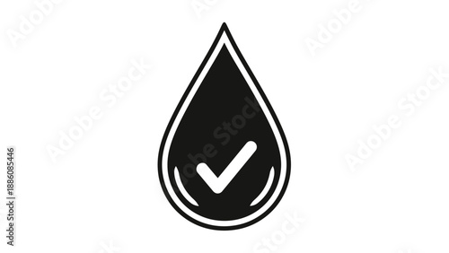 Black Drop Icon With Checkmark.