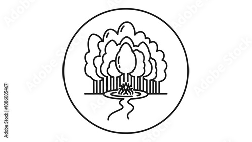 Volcanic Eruption Icon Illustration.