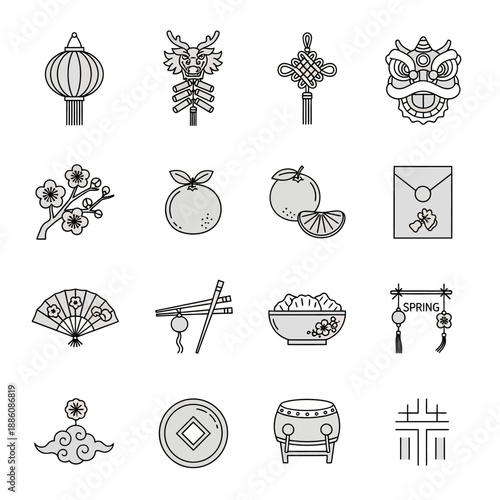 Chinese New Year Decorations and Symbols.