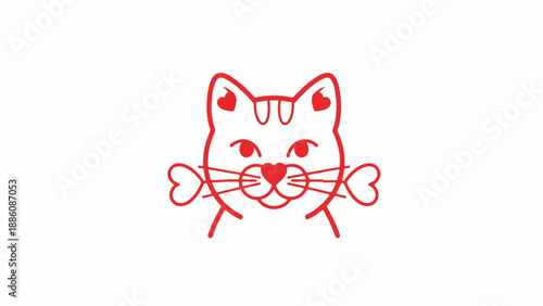 Red Cat with Heart shaped Accents and Bone Detail