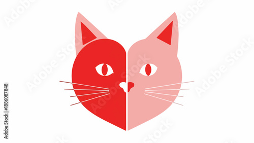 Two toned Cat Face Illustration
