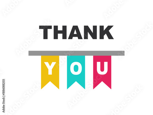 Thank You Banner with Colorful Flags and Text – Festive Celebration Stock Vector