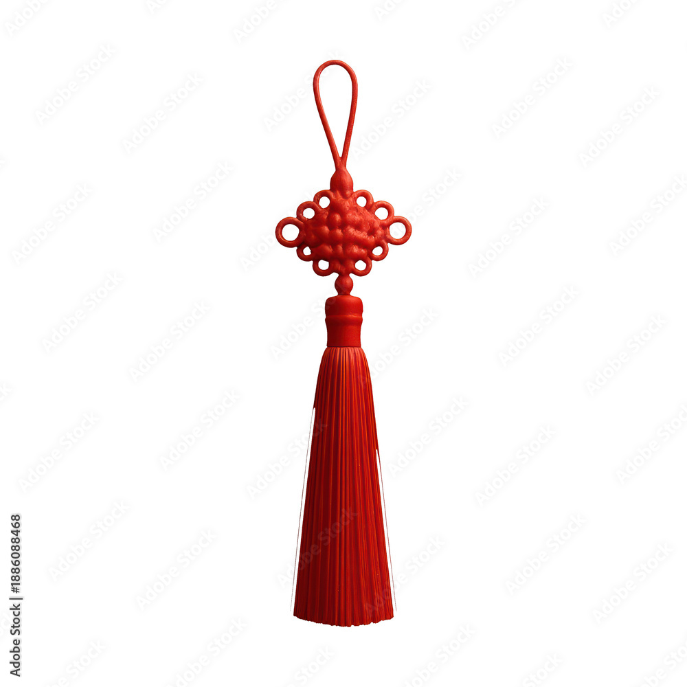 Obraz premium PNG Elegant red Chinese tassel decoration.