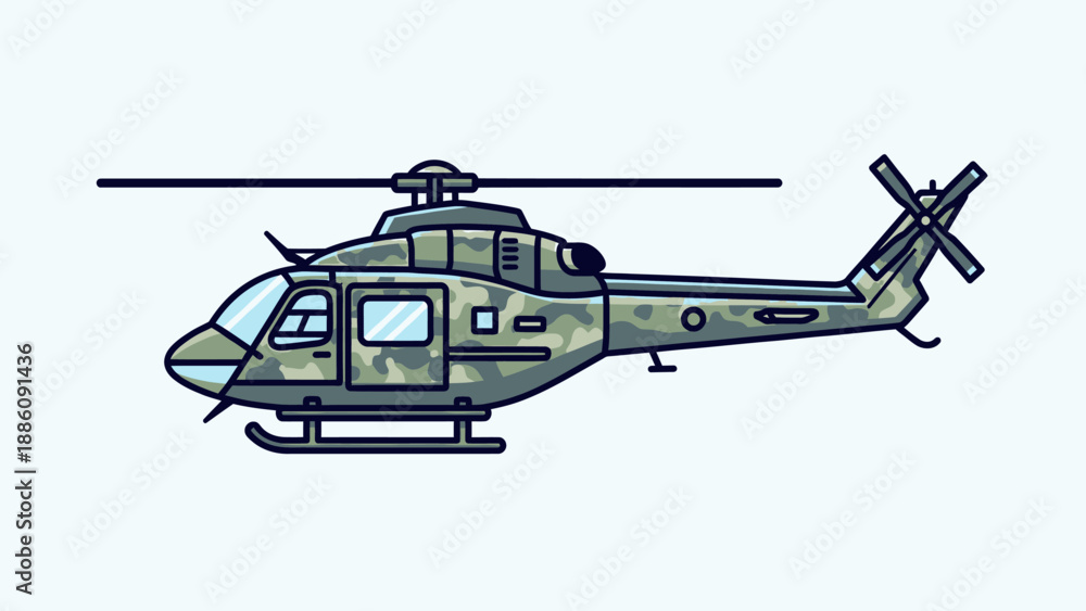 Fototapeta premium Military Helicopter Aircraft Vehicle Camouflage.