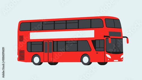 Red Double Decker Bus Illustration.