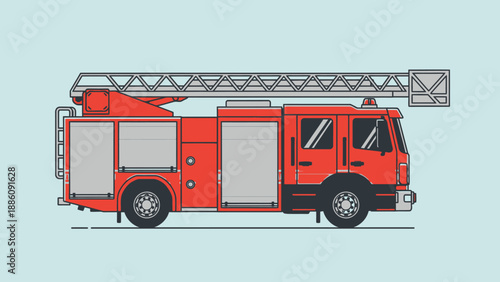 Red Fire Engine with Ladder Attachment.