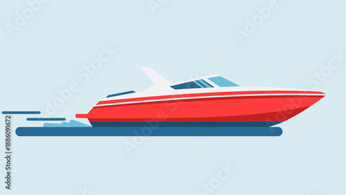 Red Speedboat Illustration with White Accents.