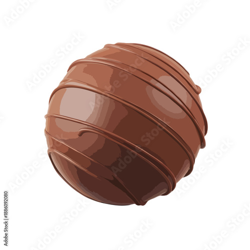 Wallpaper Mural Richly coated chocolate truffle isolated on white background, Vector, illustration Torontodigital.ca