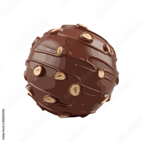 Wallpaper Mural Delicious chocolate hazelnut truffle isolated on white background, Vector, illustration Torontodigital.ca