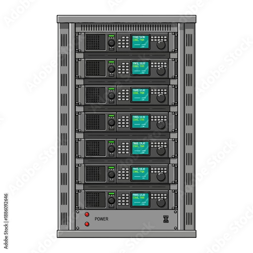 Server Rack with Multiple Electronic Devices