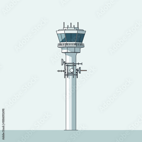Airport control tower illustration
