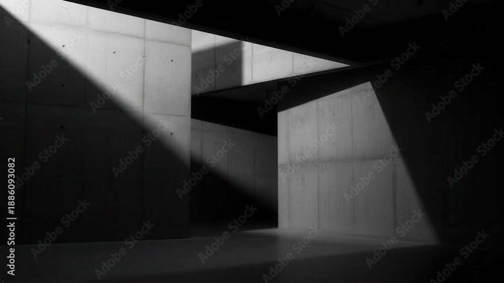 Obraz premium Dramatic Light And Shadow In Modern Concrete Architecture