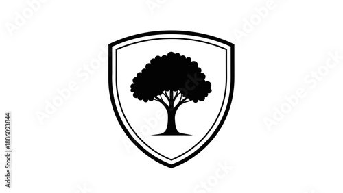 Elegant tree logo design inside a shield shape, perfect for branding.