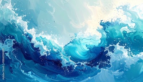 _Festive water-inspired abstract background, dynamic splash-like shapes, fresh blue