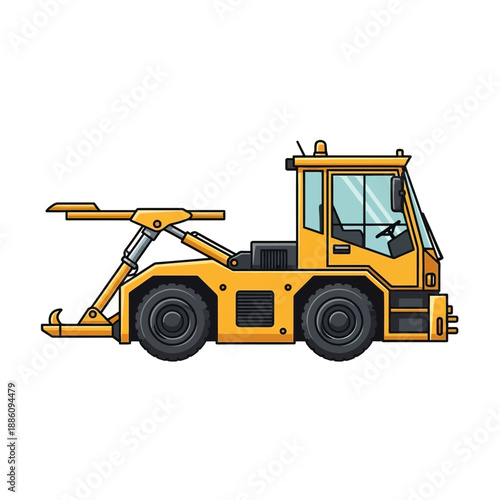 Yellow airport tug vehicle side view