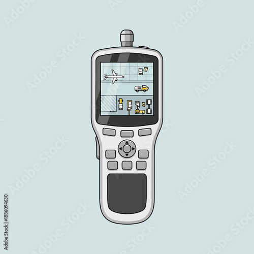 Handheld Device with Airport and Truck Icons