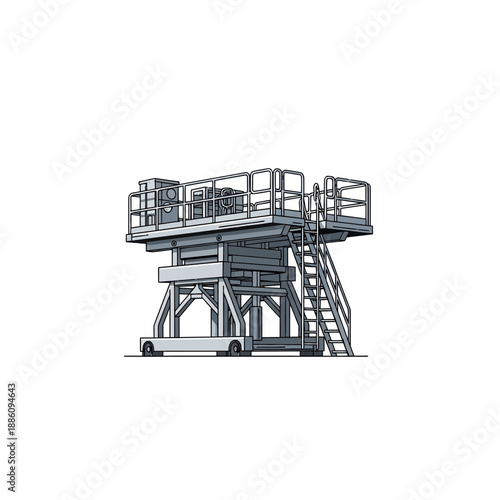 Industrial platform lift with stairs and wheels