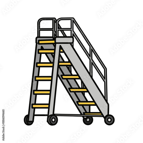 Mobile Airport Passenger Stairway with Handrails and Wheels