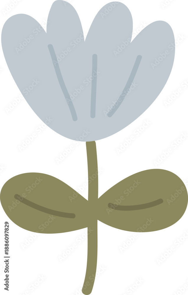 Fototapeta premium Flower Bloom With Leaves Cartoon