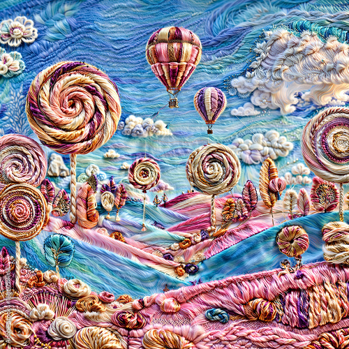 Ocean Bloom Fantasy in Swirling 3D Yarn Abyss