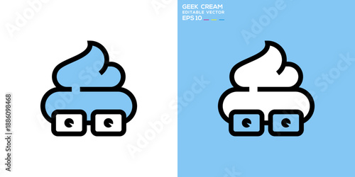 Cream smart logo. Geek, smart, genius, food, modern. Vector icon symbol design template EPS 10.