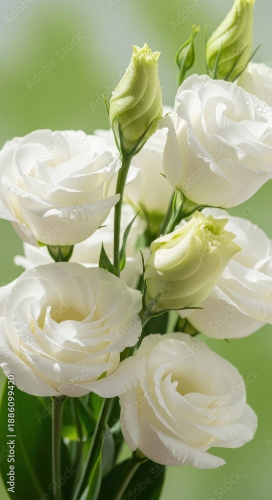 Obraz premium Elegant White Lisianthus Flowers in Full Bloom - A Floral Masterpiece.