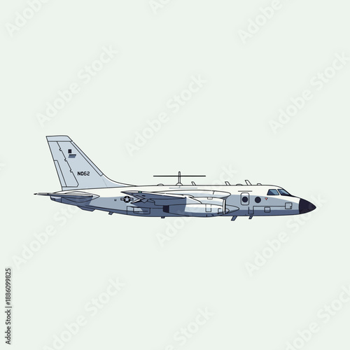 Grumman E-2 Hawkeye aircraft illustration, side view