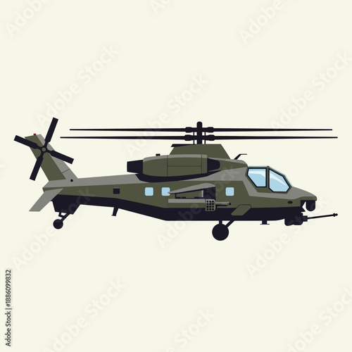 Military Attack Helicopter Vector Illustration