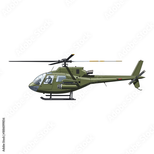 Military Helicopter Isolated on White Background