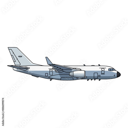 Modern cargo aircraft side view illustration