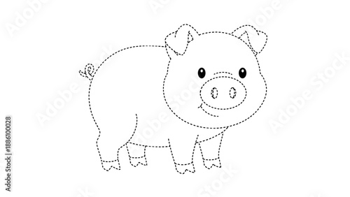 A cute cartoon pig with a happy face and floppy ears