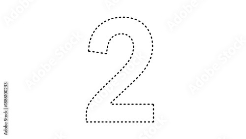 Dotted number two outline on for design