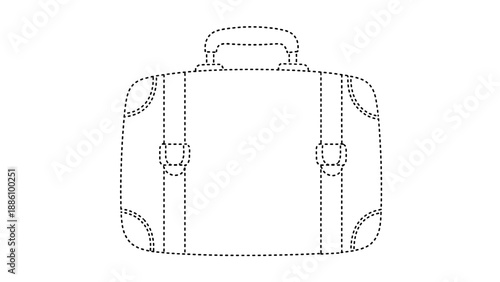 Vector illustration of a briefcase with dotted lines