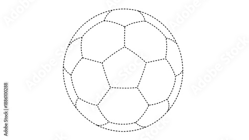 A black and white illustration of a soccer ball
