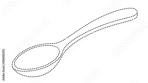 Dotted line drawing of a spoon
