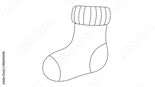 A simple line drawing of a christmas stocking for holiday decoration